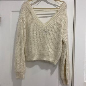 Cold shoulder knit sweater
